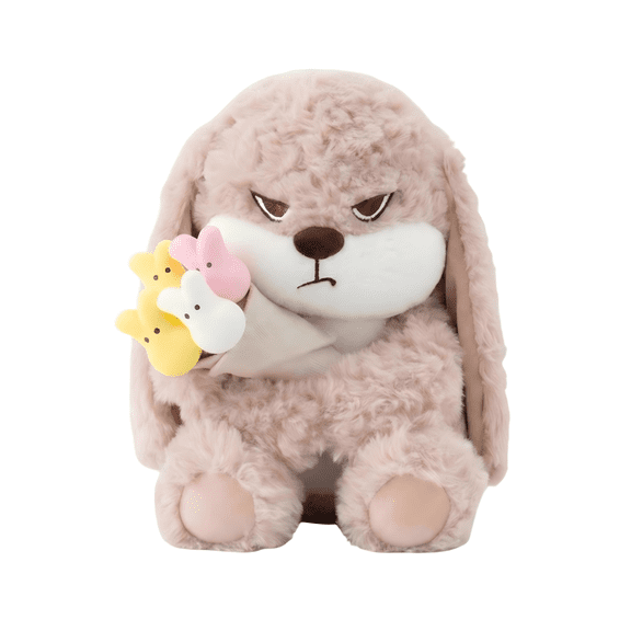 Yanxiao 12" Easter Bunny Plush Toys, Easter Bunny Stuffed Animals with Bunny Bouquet, Easter Decorations Doll, Fluffy Angry Expression Bunny Stuffed Toys for Easter and Birthday