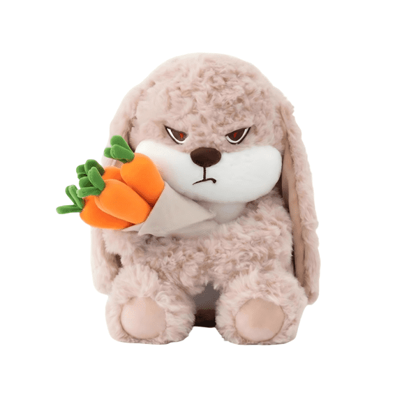Yanxiao 12" Easter Bunny Plush Toys, Easter Bunny Stuffed Animals with Carrot Bouquet, Easter Decorations Doll, Fluffy Angry Expression Bunny Stuffed Toys for Easter and Birthday