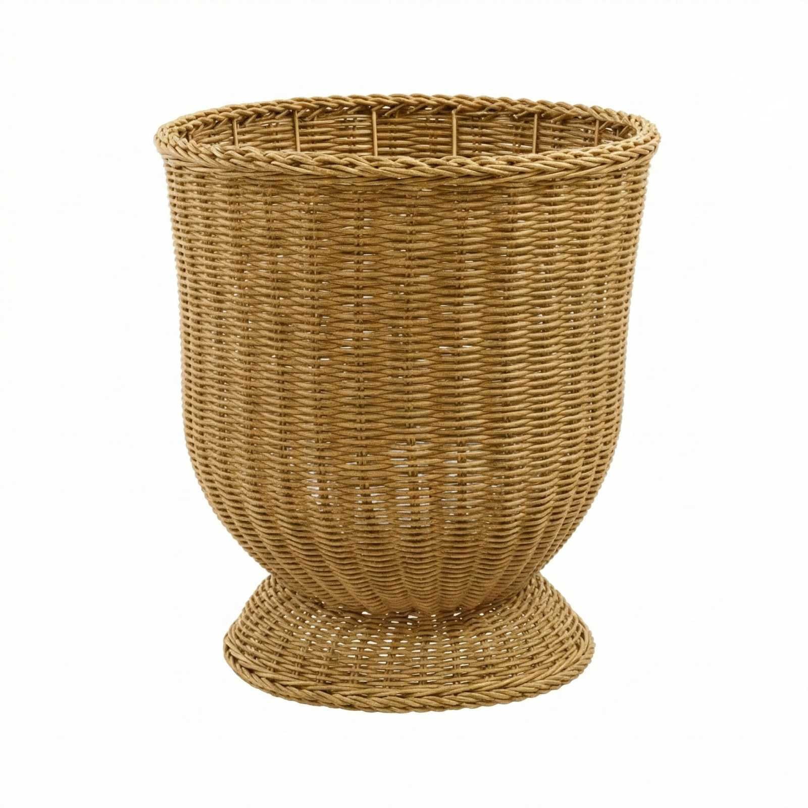Yanxiao 12" Wicker Pedestal Planter, Handwoven Indoor Outdoor Plant Basket with Elevated Base, Decorative Boho Planter Pot for Fiddle Leaf Fig, Ferns & Houseplants, Ginger