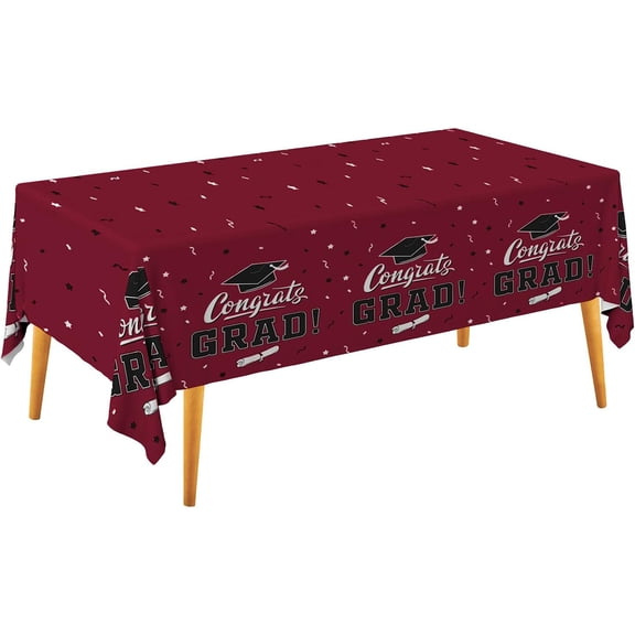 Luyimi 120.07" Maroon Tablecloth Linen Fabric Tablecloth for 2026 Graduation Decorations, Reusable Washable Class of 2026 Table Cover Grad Party Supplies & Graduation Gifts