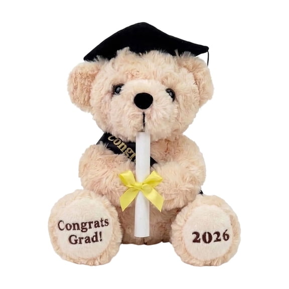 QLUEWX 2026 Graduation Bear, 7.1" Commemorative Plush Teddy Bear for Graduates, Soft Commemorative Keepsake with Black Cap and Diploma, Class of 2026 Graduation Gift for Her & Him