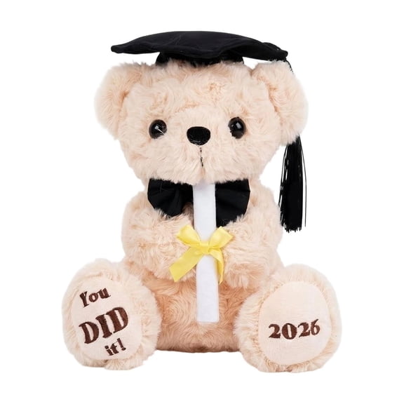 QLUEWX 2026 Graduation Bear, 7.1" Commemorative Plush Teddy Bear for Graduates, Soft Commemorative Keepsake with Black Cap and Diploma, Class of 2026 Graduation Gift for Her & Him