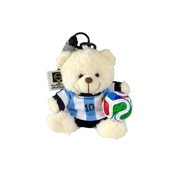 Yanxiao 2026 World Cup Teddy Bear Doll, 4.7" Blue Plush Bear Fluffy Stuffed Toy Holding the Soccer, World Cup Related Plush Toys Soft Collectible Toy for Fans, Soccer Stuff for Kids Ages 3+