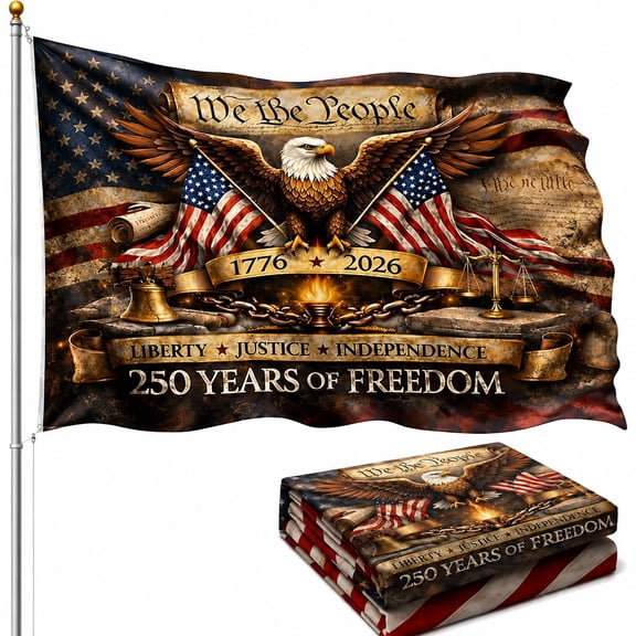 Yanxiao 250th Anniversary USA Flag 3x5 Ft, 1776-2026 America 250th Patriotic Double-Sided 3-Ply Heavy-Duty Fade Resistant UV Protection Flag, 4th of July Decorative Banner for Outdoor, Garden