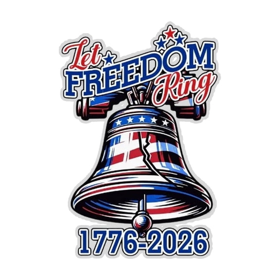 QLUEWX 3" 250 Anniversary Patriotic Pendant, 2D Acrylic Bell 4th of July Decorations, Let Freedom Ring Tree Topper Memorial Day Decorations, Patriotic Decor Gift for Indoor Home Party Supplies