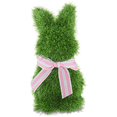 thumbnail image 1 of Yanxiao 15" Faux Grass Standing Bunny Topiary, Green Easter Bunny Figurine with Pink Striped Bow, Spring Tabletop Decor for Home Shelf & Holiday Displays, 1 of 7