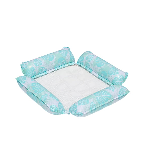 QLUEWX Blue 4-in-1 Inflatable Pool Floats, 47.2" Leaf Pattern‌ Floaties Water Hammock Pool Toys, Portable Foldable Water Chair Beach Essentials for Adults, Water Play Travel & Summer Relaxing