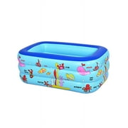 Yanxiao Blue Inflatable Kiddie Pool, 4.3 x 2.8 x 1.8 Ft Rectangular Kids Swimming Inflatable Pool, Ocean World Inflatable Bathtub with Inflatable Soft Floor, Kids Pool for Indoor or Outdoor