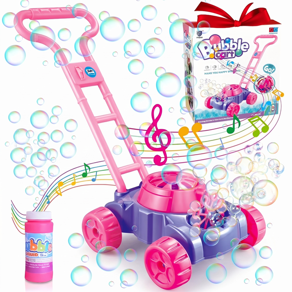 Yanxiao Bubble Lawn Mower for Toddlers 1-3, Bubble Machine Toy for 1-3 Year Old Girls, Summer Outdoor Push Gardening Toy as Birthday & Holiday Gift