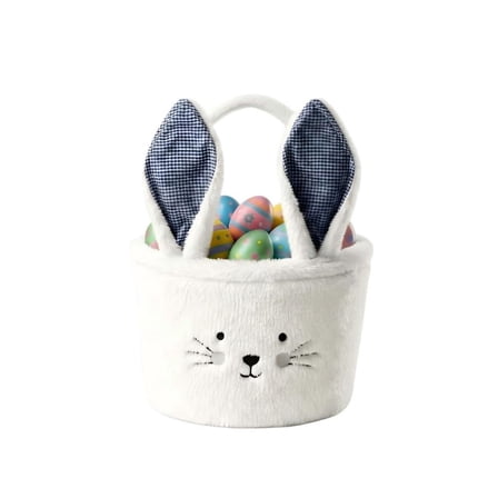 Yanxiao Easter Baskets, Easter Egg Baskets with Cute Bunny Ears, Easter Gifts Bags Egg Storages and Hunt Baskets for Kids Children Girls Baby, White