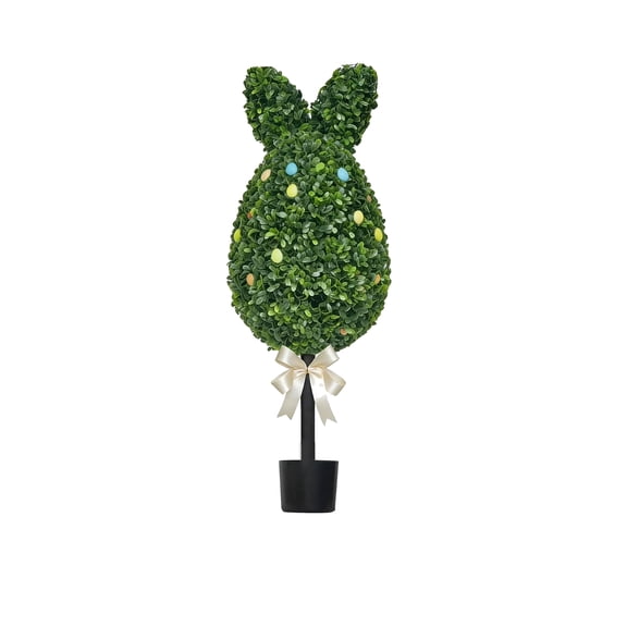 Yanxiao Easter Bunny Decorations, 30" Artificial Bunny Shaped Boxwood Topiary Trees with Planter Pots, Spring Easter Bunny Topiary Bonsai Decorations for Front Porch, Garden, Indoor and Outdoor
