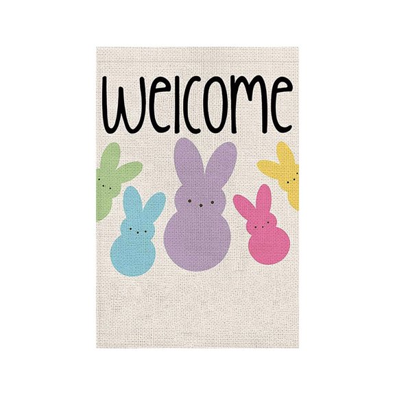 Yanxiao Easter Decor Garden Flags, 17.7x11.8 Inch Easter Outdoor Decor Yard Flag, Easter Flags for Outside Double Sided Welcome Easter Bunny Spring Decor, Easter Decorations for Home, Yard and Garden