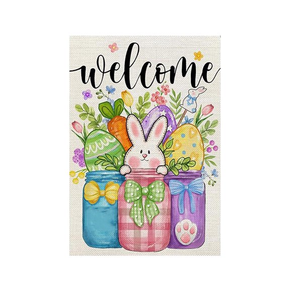 Yanxiao Easter Decor Garden Flags, 17.7x11.8 Inch Easter Outdoor Decor Yard Flag, Easter Flags for Outside Double Sided Welcome Easter Bunny Spring Decor, Easter Decorations for Home, Yard and Garden