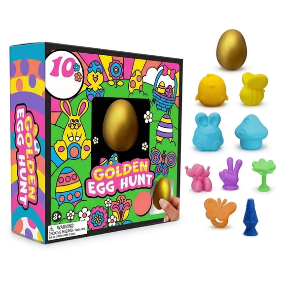 Yanxiao Easter Golden Egg Hunt Mystery (10 Squishy Surprises of Pack), 10PCS Surprise Sensory Squeeze Toy with Super Solid Squish