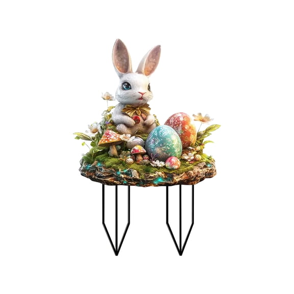 Yanxiao Easter Outdoor Decor Bunny Garden Stake, 11.8" Easter Bunny Garden Stake Easter Home Decor, Bunny Decor with Ground Spike Spring Decor, Easter Decorations for Home, Indoor Outdoor Garden