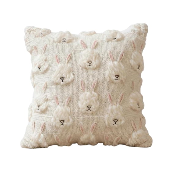 Yanxiao Vintage Easter Pillow Covers 16x16", Easter Bunny Embroidered Decorative Throw Pillow Covers, Spring Easter Home Decorations, Easter Day Pillowcase for Sofa, Bed Headrest and Throw Pillow