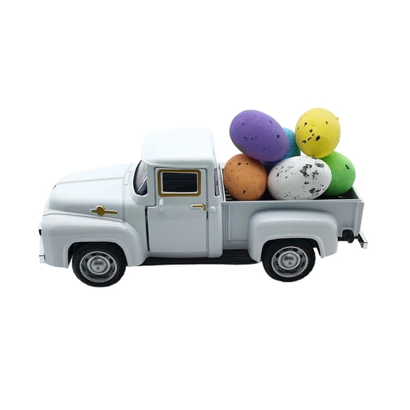 Yanxiao Easter Decorations Trucks, 5" Mini Metal Easter Trucks Tabletops with Plastic Eggs, Vintage Easter Farmhouse Pickup Ornaments for Home, Indoor and Table Centerpiece