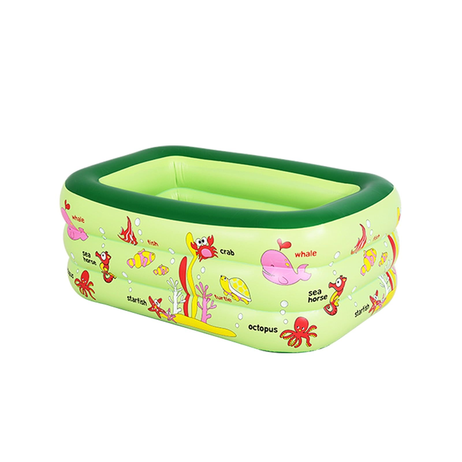 Yanxiao Green Inflatable Kiddie Pool, 4.3 x 2.8 x 1.8 Ft Rectangular Kids Swimming Inflatable Pool, Ocean World Inflatable Bathtub with Inflatable Soft Floor, Kids Pool for Indoor or Outdoor