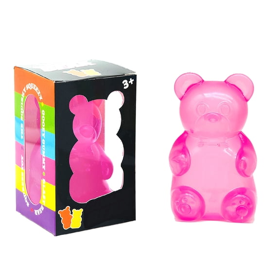 Yanxiao Gummy Bear Squish Toy, Pink Sensory Fidget Squeeze Toy for Kids Adults, Stress Squeeze Balls, Slow Rebound Stress Relief Toy for Anxiety OCD, Party Favors Classroom Prizes Birthday Gifts