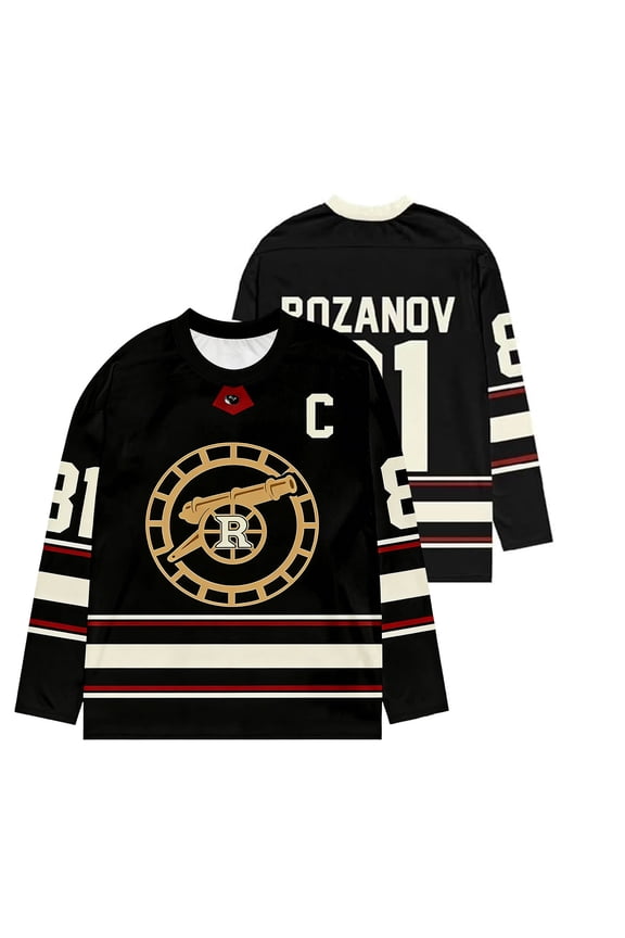 Heated Rivalry Hockey Jerseys, Heated Rivalry Merch T-Shirt Casual Crew Neck Long Sleeved Unisex Shirts, Rozanov 81 Printed Streetwear Tops for Heated Rivalry Series TV Fans, 2XL