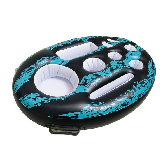 Luyimi Inflatable Bar Pool Floating Table for Pool 28.3", Multi-Purpose Pool Drink Floats, Floating Pool Table with Cup Holders for Summer Parties, Card Games & Water Fun, Black
