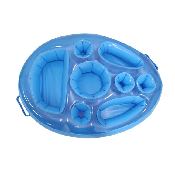 Luyimi Inflatable Bar Pool Floating Table for Pool 28.3", Multi-Purpose Pool Drink Floats, Floating Pool Table with Cup Holders for Summer Parties, Card Games & Water Fun, Blue