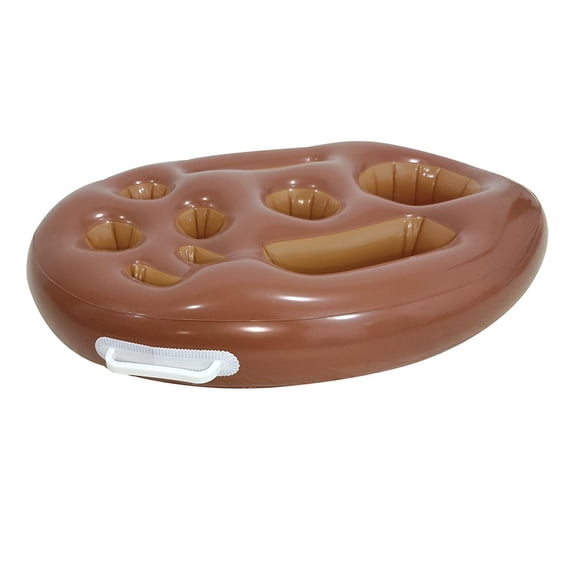 Luyimi Inflatable Pool Bar Pool Drink Floats, Multi-Functional Pool Drink Floats, Floating Card Table for Pool Games, Inflatable Bar Pool for Summer Parties, Beach Trips & Family Water Fun, Brown