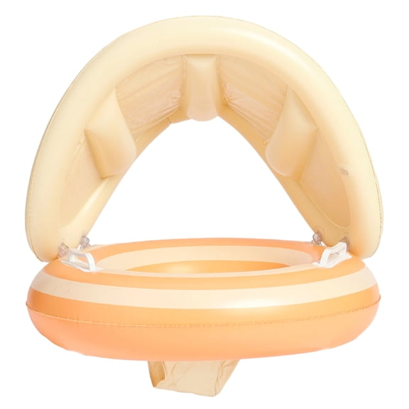 Deepigc Inflatable Swimming Rings, Cartoon Inflatable Baby Pool Float with Canopy Backrest, Utdoor Water Play Toys for Toddlers Backyard Swimming Water Games