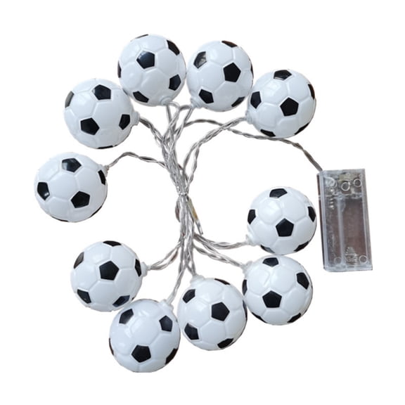 QLUEWX LED Soccer Decor String Lights, 118.1" White 20 LED Soccer Lamp Sports-Themed Party Decorations, Indoor Battery Operated LED String Lights, Holiday Birthday Gift for Soccer Fans