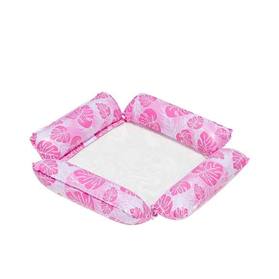 QLUEWX Pink 4-in-1 Inflatable Pool Floats, 47.2" Leaf Pattern‌ Floaties Water Hammock Pool Toys, Portable Foldable Water Chair Beach Essentials for Adults, Water Play Travel & Summer Relaxing