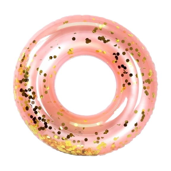 Yanxiao Pink Pool Floats, 18.5" Inflatable Swim Rings with Glitter Fun Pool Toys, Summer Outdoor Round Shaped Swimming Pool Tubes Beach Toys, Pool Party Float for Lake Beach Party Supplies