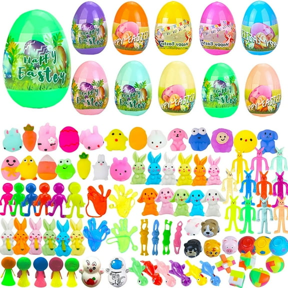 Yanxiao Prefilled Easter Eggs for Kids, 10PCS Colorful Plastic Eggs with Surprise Toys, Ideal for Easter Egg Hunt, Basket Stuffers, Party Favors & Easter Decorations, D