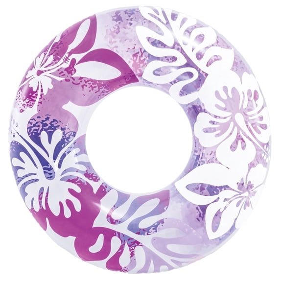 Yanxiao Purple Pool Floats, 36" Inflatable Swim Rings with Leaf Pattern Fun Pool Toys, Summer Outdoor Round Shaped Swimming Pool Tubes Beach Toys, Pool Party Float for Lake Beach Party Supplies