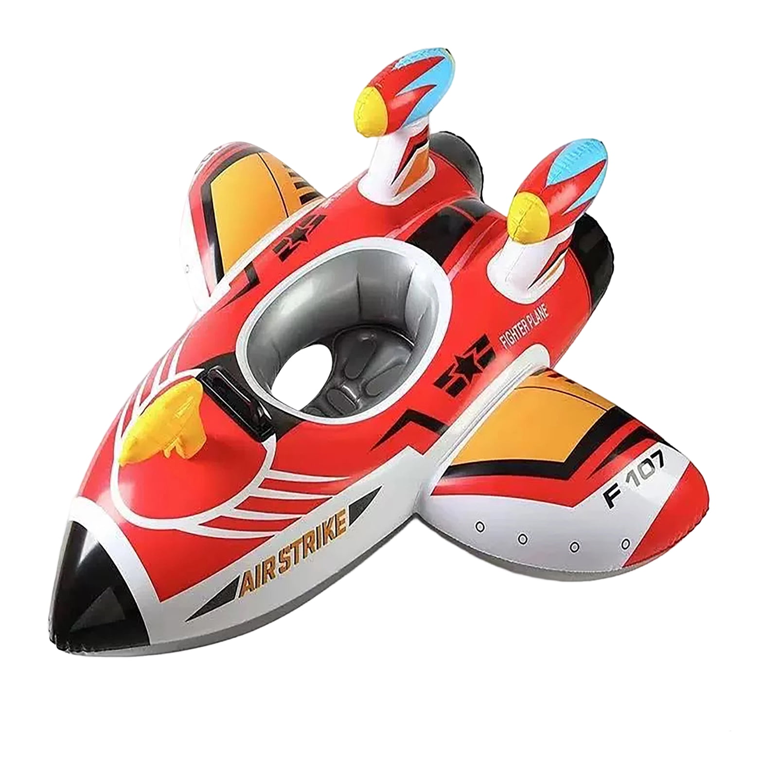 QLUEWX Red Baby Airplane Pool Floats, 43" Inflatable Airplane Swim Float with Water Squirt Blaster, Summer Baby Swimming Infant Pool Float Beach Toys, Party Favors Water Play for Kids 1-8