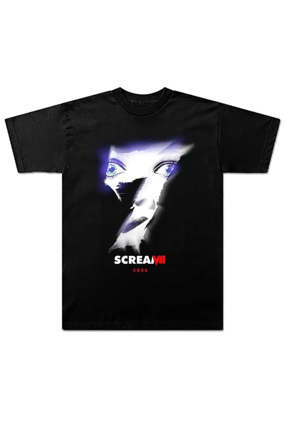Scream Ghostface Shirts,Movie Scream Merch T-Shirt Casual Crew Neck Short Sleeved Unisex Shirts, Scream 7 Ghostface Printed Summer Tops for Ghostface Halloween Scary Movie Fans, Black/3XL