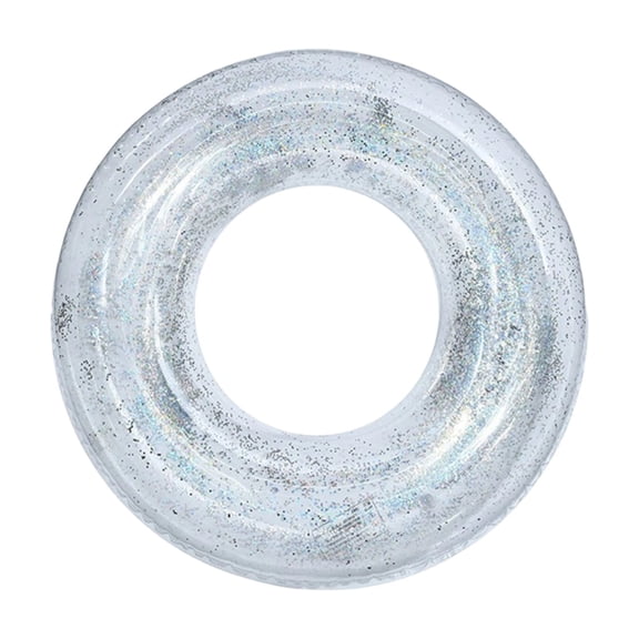 Yanxiao Silver Pool Floats, 29.5" Inflatable Swim Rings with Glitter Fun Pool Toys, Summer Outdoor Round Shaped Swimming Pool Tubes Beach Toys, Pool Party Float for Lake Beach Party Supplies