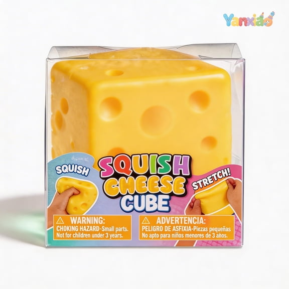 Yanxiao Squishy Sugar Cheese Toy, 3" Sensory Squeeze Toys with Super Solid Squish, Easter Egg Hunt Toys, Yellow