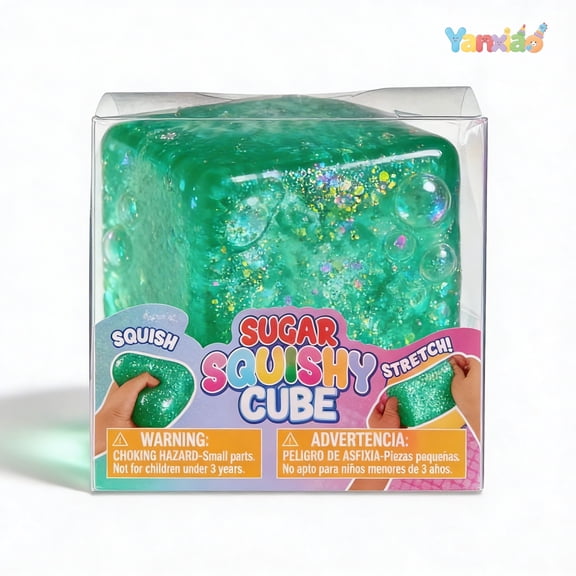 Yanxiao Squishy Sugar Cube Toy, 3" Sensory Squeeze Toys with Super Solid Squish, Easter Egg Hunt Toys, Green