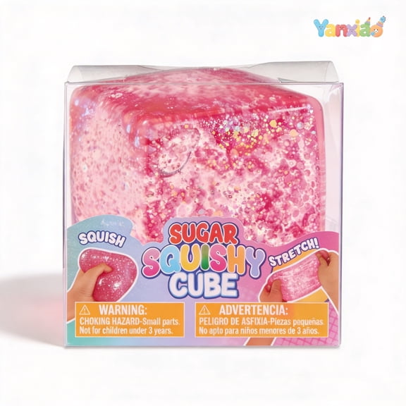 Yanxiao Squishy Sugar Cube Toy, 3" Sensory Squeeze Toys with Super Solid Squish, Easter Egg Hunt Toys, Red