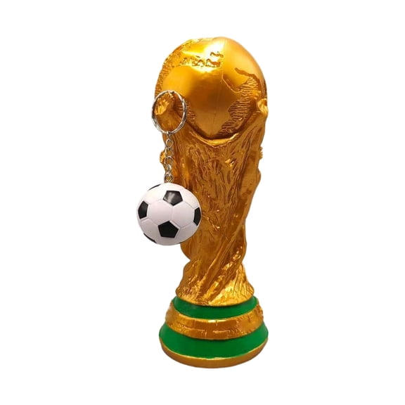 Yanxiao World Cup Trophy Replica, 2026 World Cup Merchandise Football Theme Trophy Figurine with Soccer Pendant, 8" Collectible Resin Decor for Soccer Fans Gift Home Office Viewing Party (Gold)