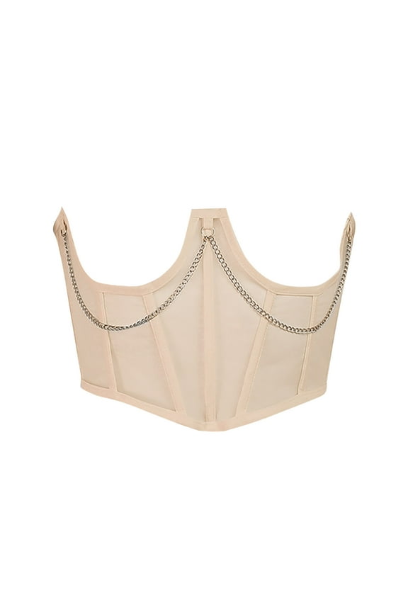 Belts for Women, Lace Corset Belt Waist Corset Top Women Mesh Open Cup Boned Bustier Underbust Corset Waist Cincher Corset, Fashion Belts Beige M