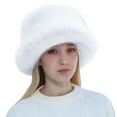 thumbnail image 1 of Yanyanz Berets Hat for Women, Women Fashion Solid Color Mink Hat Windproof Warm Dome Hat Casual Plush In Winter, Fshion Berets White One Size, 1 of 4