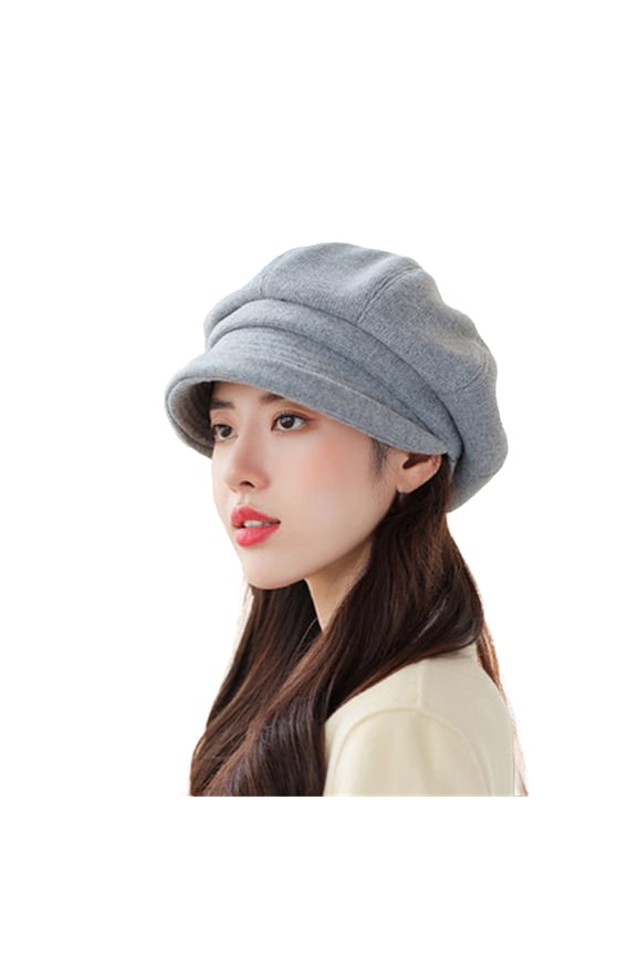 Berets Hat for Women, Women Newsboy Cap Visor Beret Hats Soft Panels Vintage Cabbie Hat Cap for Women Girls, Fshion Berets Gray One Size