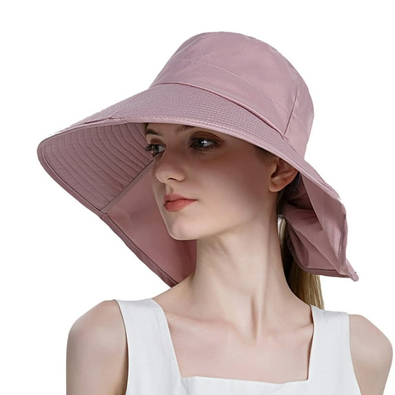 Yanyanz Bucket Hats for Women, Women Sun Hat Wide Brim Beach Hat How Irregular Wear Ponytail Summer Hats, Hat Pink One Size