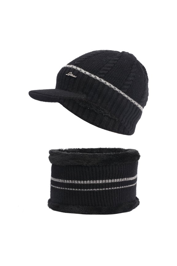 Caps, Knit Warm Hood Velvet Riding Men's Plus Suit Hat Woolen Cap Bib Hat Baseball Caps, Baseball Caps Black One Size