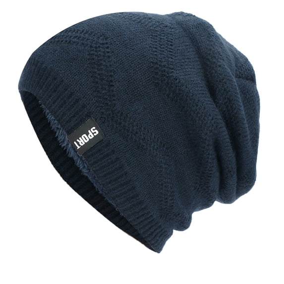 Yanyanz Caps, Womens And Mens Warm Knitted Hat Mens Soft Wavy Sweater Hat Thickened Hat, Baseball Caps Navy One Size