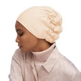 thumbnail image 1 of Yanyanz Caps, Womens Reversible Adjustable Beading Braid Hat Muslim Ruffle Wrap Cap Sleep Caps Satin Lined Hair Bonnets, Baseball Caps Beige One Size, 1 of 6