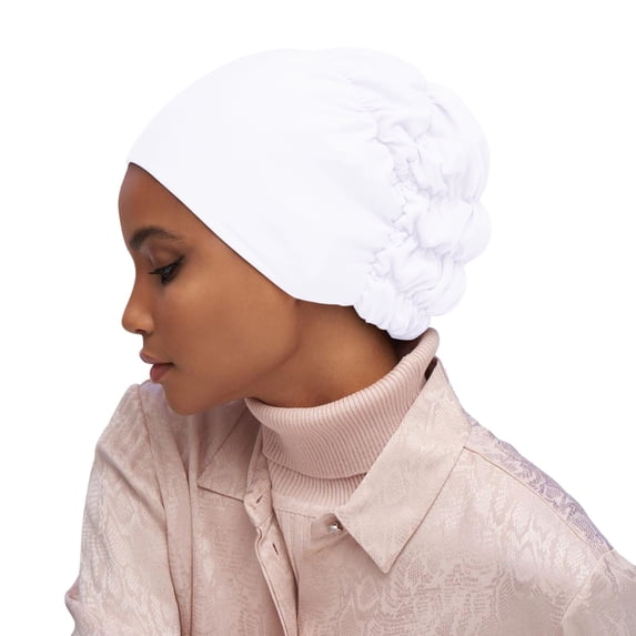 Yanyanz Caps, Womens Reversible Adjustable Beading Braid Hat Muslim Ruffle Wrap Cap Sleep Caps Satin Lined Hair Bonnets, Baseball Caps White One Size