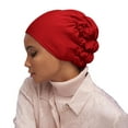thumbnail image 1 of Yanyanz Caps, Womens Reversible Adjustable Beading Braid Hat Muslim Ruffle Wrap Cap Sleep Caps Satin Lined Hair Bonnets, Baseball Caps Wine One Size, 1 of 6