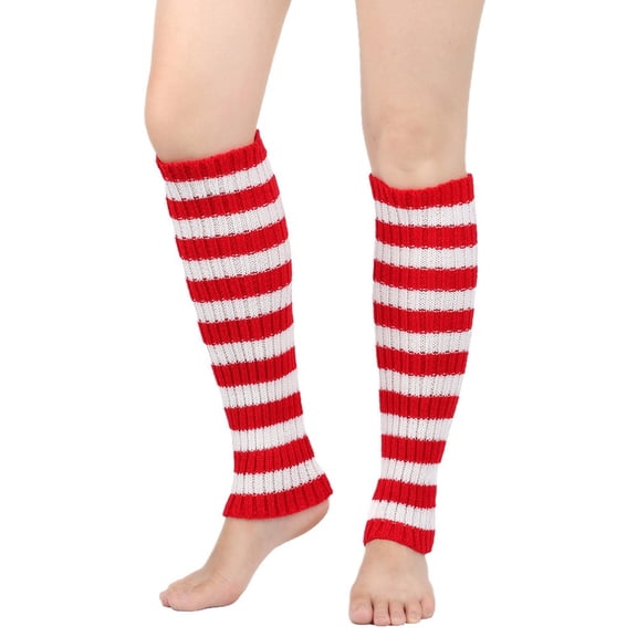 Yanyanz Compression Socks,Men'S Women'S Winter Striped Pattern Knitted Yarn Warm Boot Leg Guards Foot Pile Socks Wool Socks for Women Socks for Girls Clearance Wine One Size